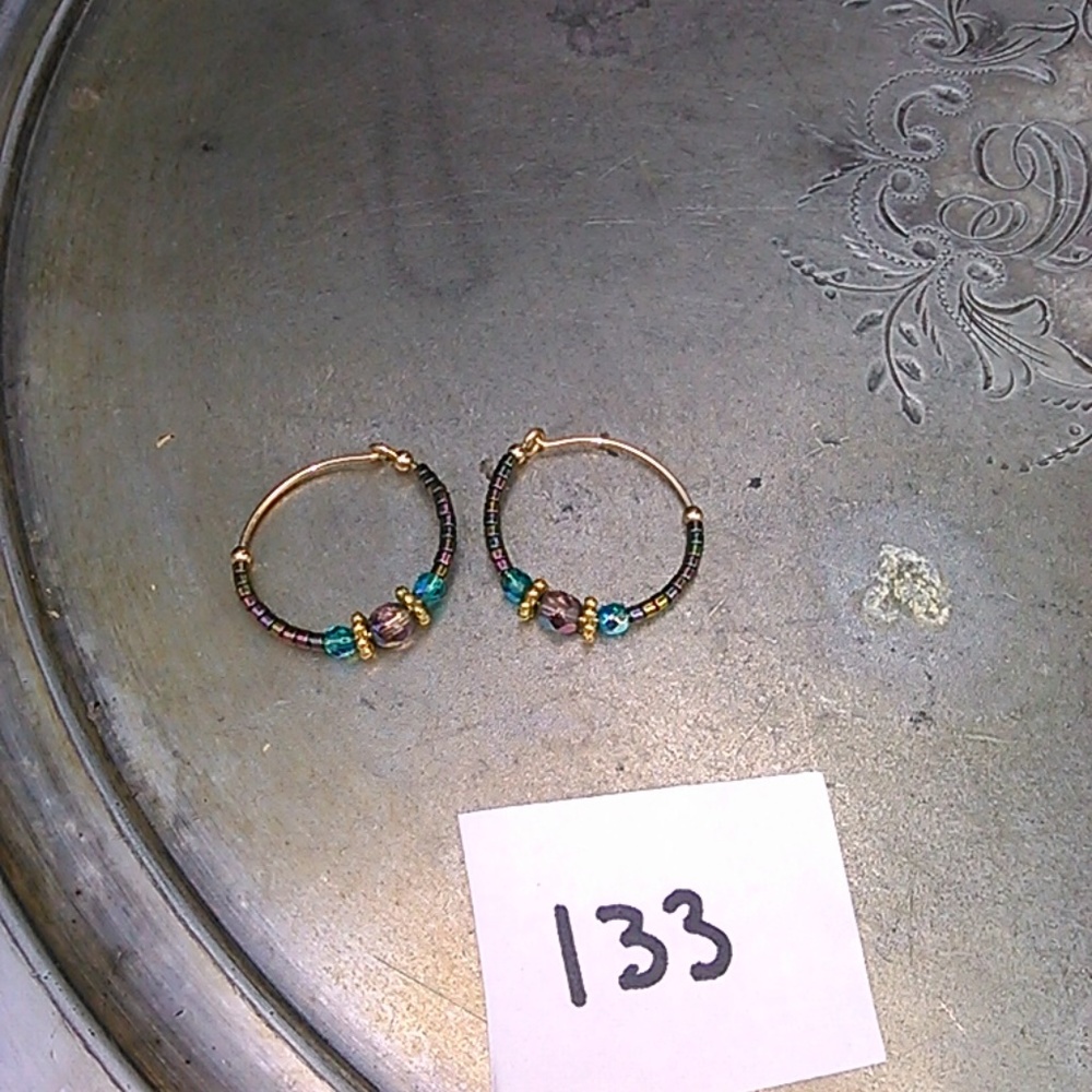 blue and purple hoop earrings